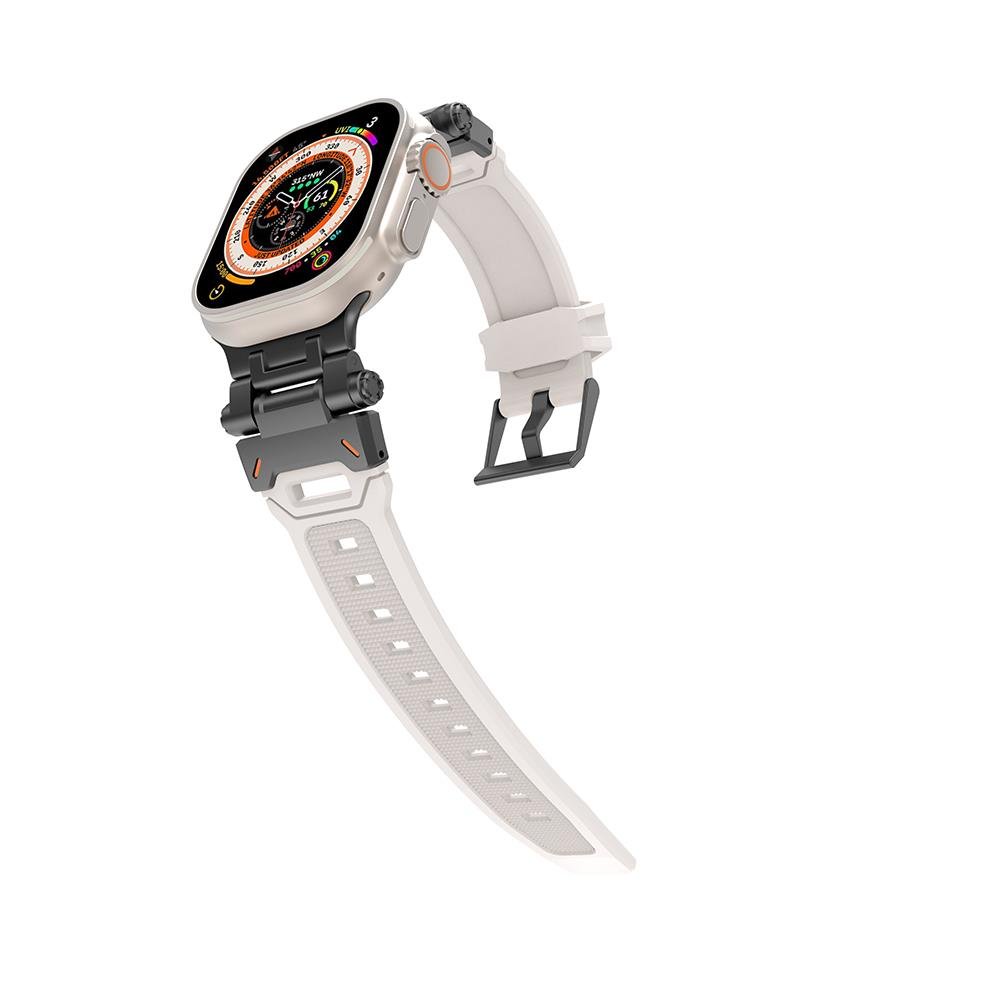 Apple Watch 10 46 mm uyumlu Metal Aksamlı Silikon Kordon Premium Kayış