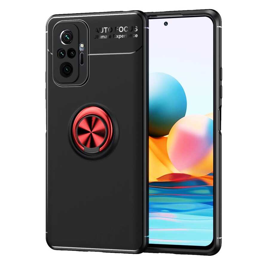 Xiaomi Redmi Note 10 Pro Kılıf Zore Ravel Silikon Kapak Siyah-Kırmızı