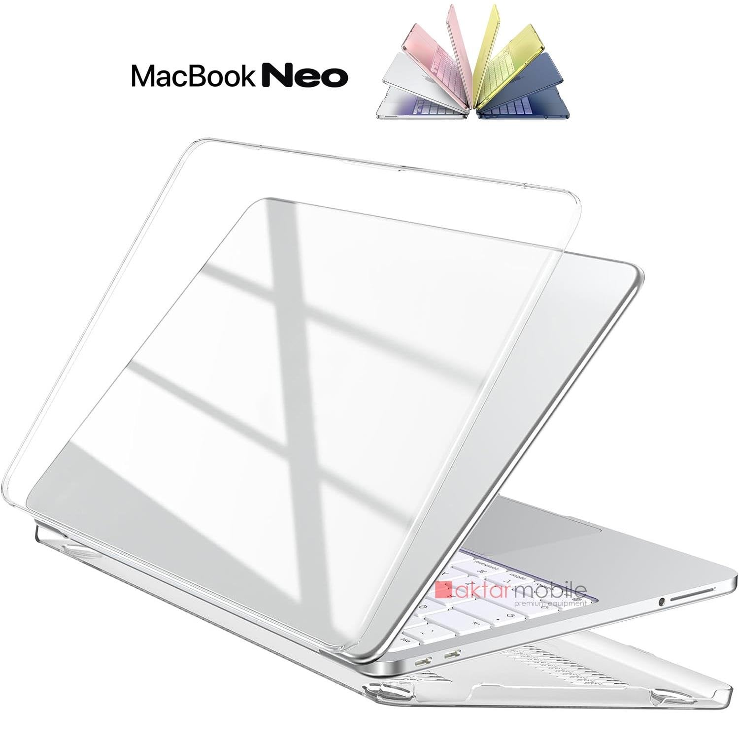 MacBook Neo 13 inç A3404 uyumlu Kılıf Koruyucu Kapak Şeffaf Parlak Hava Kanallı Tam Koruma Kapak