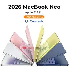 MacBook Neo 13 inç A3404 uyumlu Kılıf Koruyucu Kapak Şeffaf Parlak Hava Kanallı Tam Koruma Kapak