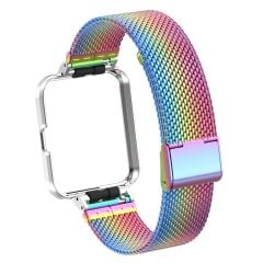 Redmi Watch 2 Lite uyumlu Klipsli Hasır Metal Kordon & Kasa Koruma 2 in 1 Tel Örgü Kayış