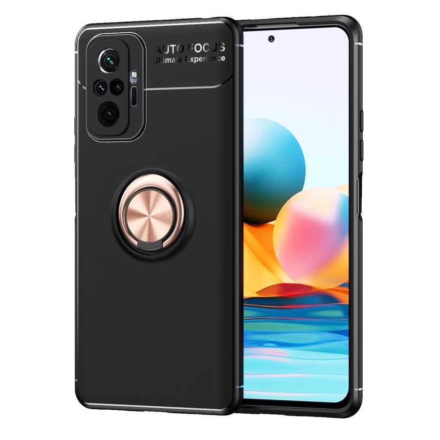 Xiaomi Redmi Note 10 Pro Kılıf Zore Ravel Silikon Kapak Siyah-Rose Gold