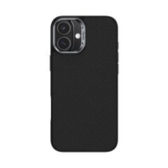 Apple iPhone 16 Kılıf Karbon Fiber Magsafe Şarj Özellikli Benks Hybrid ArmorPro 600D Kevlar Kapak