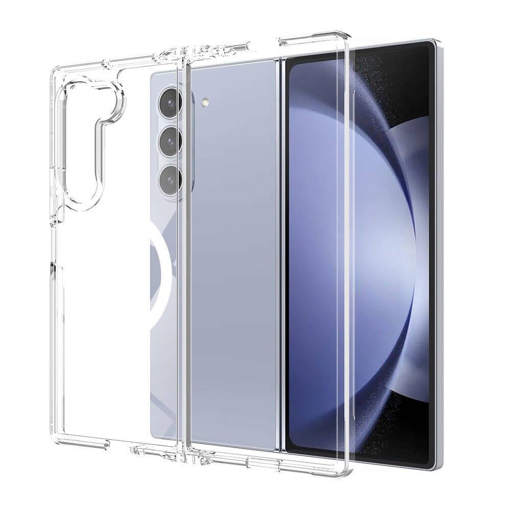 Samsung Z Fold 6 uyumlu Şeffaf Kılıf Sararmayan Sert PC MagSafe Kablosuz Şarj Özellikli Kapak