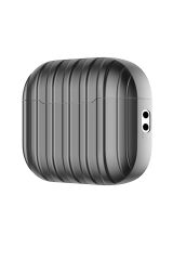 Apple Airpods Pro 2. Nesil Tam Uyumlu Kılıf Hoparlör ve Mikrofon Delikli Kapak Şeritli Bavul Tasarım Gri