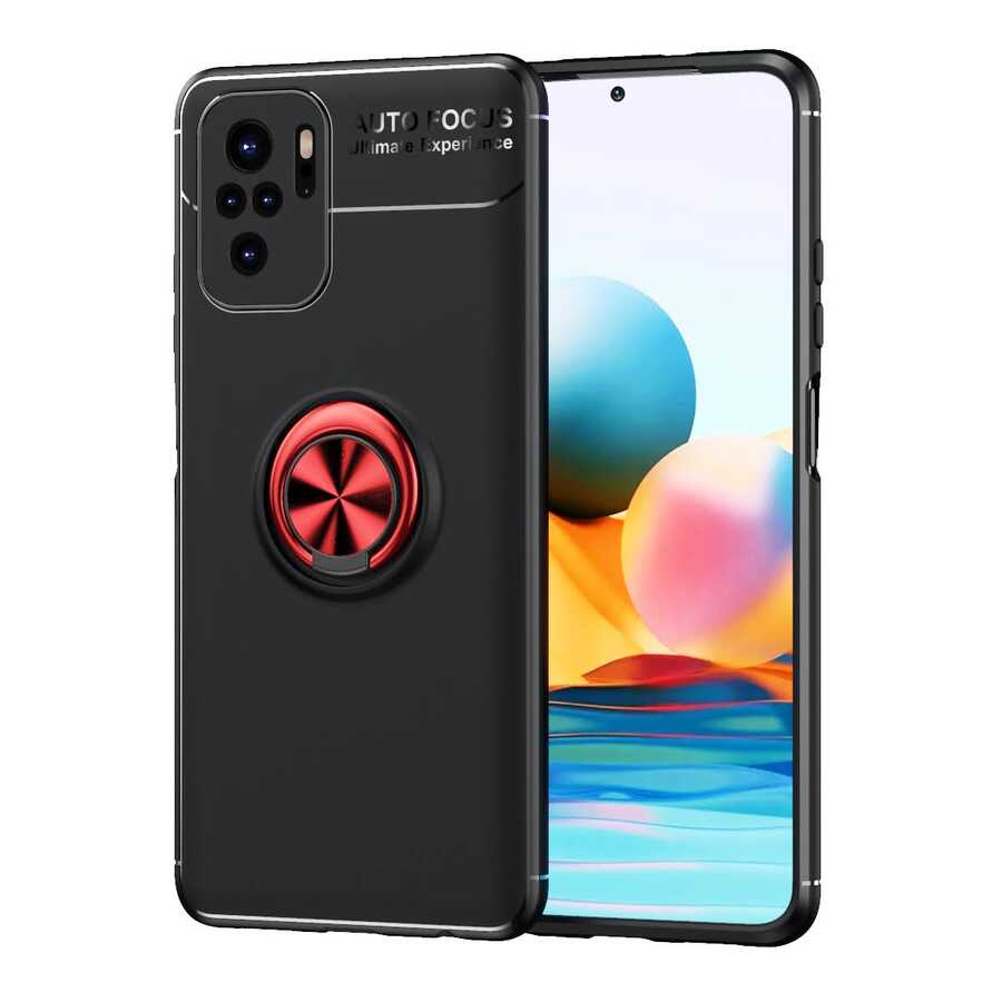Xiaomi Redmi Note 10 Kılıf Zore Ravel Silikon Kapak Siyah-Kırmızı