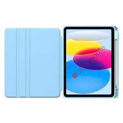 iPad 10. Nesil 2022 10.9'' uyumlu Kılıf 360 Dönebilen Kalem Bölmeli Yatay Dikey Standlı Akıllı Kapak Mavi