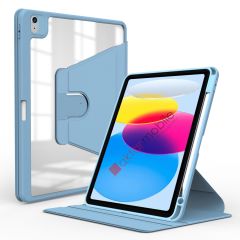 iPad 10. Nesil 2022 10.9'' uyumlu Kılıf 360 Dönebilen Kalem Bölmeli Yatay Dikey Standlı Akıllı Kapak Mavi