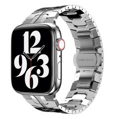 Apple Watch 8 45 mm uyumlu Metal Kordon Premium Paslanmaz Çelik Kayış Şık & Agresif Tasarım Gümüş