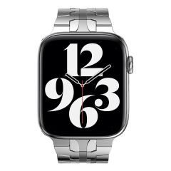 Apple Watch 8 45 mm uyumlu Metal Kordon Premium Paslanmaz Çelik Kayış Şık & Agresif Tasarım Gümüş
