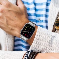 Apple Watch 8 45 mm uyumlu Metal Kordon Premium Paslanmaz Çelik Kayış Şık & Agresif Tasarım Gümüş