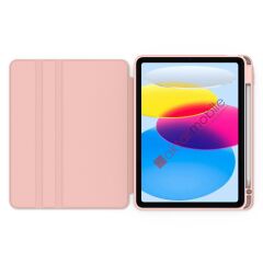 iPad 10. Nesil 2022 10.9'' uyumlu Kılıf 360 Dönebilen Kalem Bölmeli Yatay Dikey Standlı Akıllı Kapak Pudra