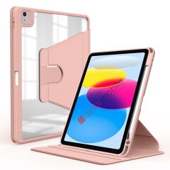 iPad 10. Nesil 2022 10.9'' uyumlu Kılıf 360 Dönebilen Kalem Bölmeli Yatay Dikey Standlı Akıllı Kapak Pudra