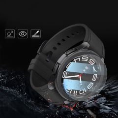 Galaxy Watch 6 Classic 43 mm uyumlu Ekran Koruyucu & Kasa Koruma Düz Görünüm Bezel Halka 360 Koruma
