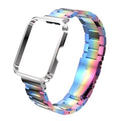 Redmi Watch 2 Lite uyumlu Baklalı Model Metal Kordon & Kasa Koruma 2 in 1 Paslanmaz Çelik Kayış