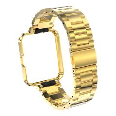 Redmi Watch 2 Lite uyumlu Baklalı Model Metal Kordon & Kasa Koruma 2 in 1 Paslanmaz Çelik Kayış Gold