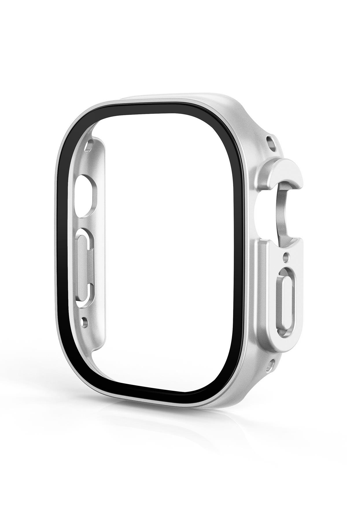 Apple Watch Ultra 49 mm uyumlu Cam Ekran Koruyucu Kasa Koruma Full Body Tüm Gövde Darbe Emici