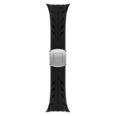 Apple Watch 7 8 9 45 mm uyumlu Çelik Tokalı Premium Silikon Kordon Spor Kayış Soft TPU