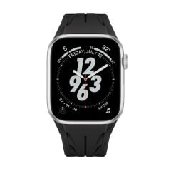 Apple Watch 7 8 9 45 mm uyumlu Çelik Tokalı Premium Silikon Kordon Spor Kayış Soft TPU