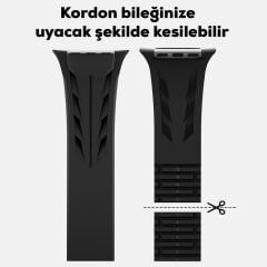 Apple Watch 7 8 9 45 mm uyumlu Çelik Tokalı Premium Silikon Kordon Spor Kayış Soft TPU