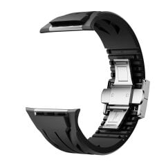Apple Watch 7 8 9 45 mm uyumlu Çelik Tokalı Premium Silikon Kordon Spor Kayış Soft TPU