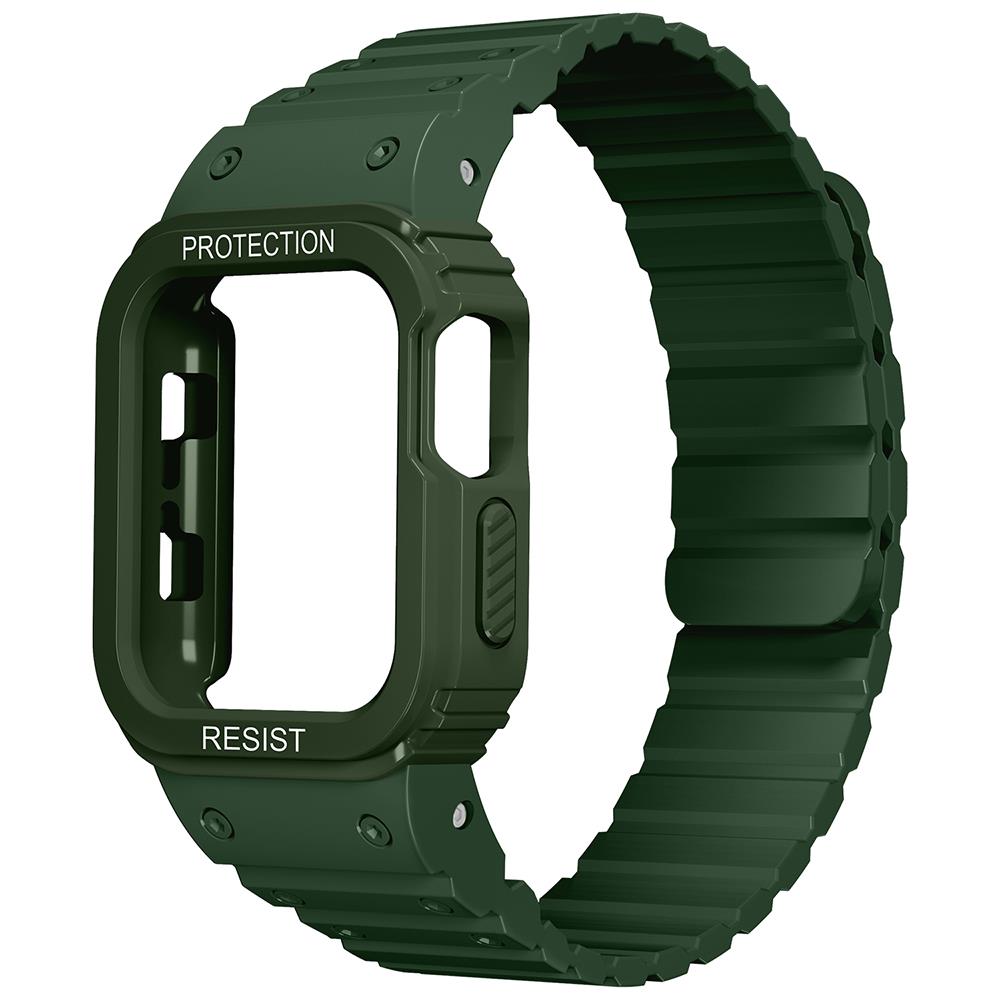 Apple Watch 6 5 4 3 2 1 SE 38 40 mm uyumlu Magnetik Silikon Kordon & Kasa Koruma 2 in 1 Kayış Yeşil