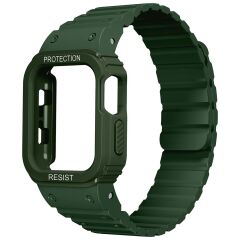 Apple Watch 6 5 4 3 2 1 SE 38 40 mm uyumlu Magnetik Silikon Kordon & Kasa Koruma 2 in 1 Kayış Yeşil