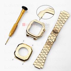 Apple Watch 8 45 mm uyumlu Luxury Modifikasyon Kiti Hublot Tasarım Paslanmaz Çelik Kasa & Kordon