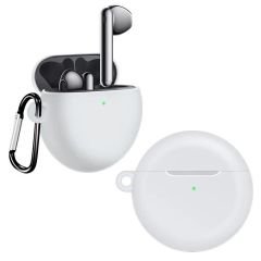 Huawei FreeBuds 4 Uyumlu Kılıf Silikon Kulaklık Kılıfı 360° Koruma Yumuşak Doku Mat Tasarım Beyaz