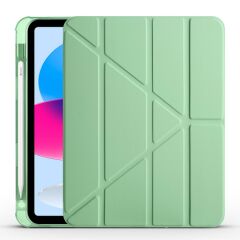 iPad 10. Nesil 2022 10.9'' Uyumlu Kılıf Kalem Bölmeli Standlı Akıllı Uyku Modlu Kapaklı Tablet Kılıfı Açık Yeşil