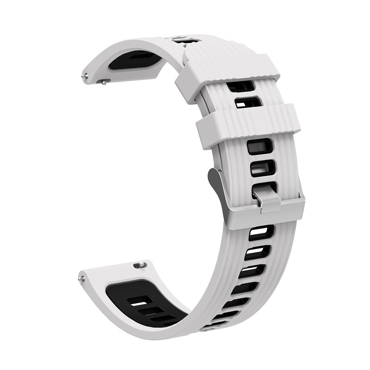 Redmi Watch 5 Active / Lite Uyumlu Silikon Kordon Çizgili Spor Tasarım Renkli Premium Spor Kayış Beyaz - Siyah
