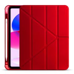 iPad 10. Nesil 2022 10.9'' Uyumlu Kılıf Kalem Bölmeli Standlı Akıllı Uyku Modlu Kapaklı Tablet Kılıfı Kırmızı