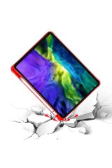 iPad 10. Nesil 2022 10.9'' Uyumlu Kılıf Kalem Bölmeli Standlı Akıllı Uyku Modlu Kapaklı Tablet Kılıfı Kırmızı
