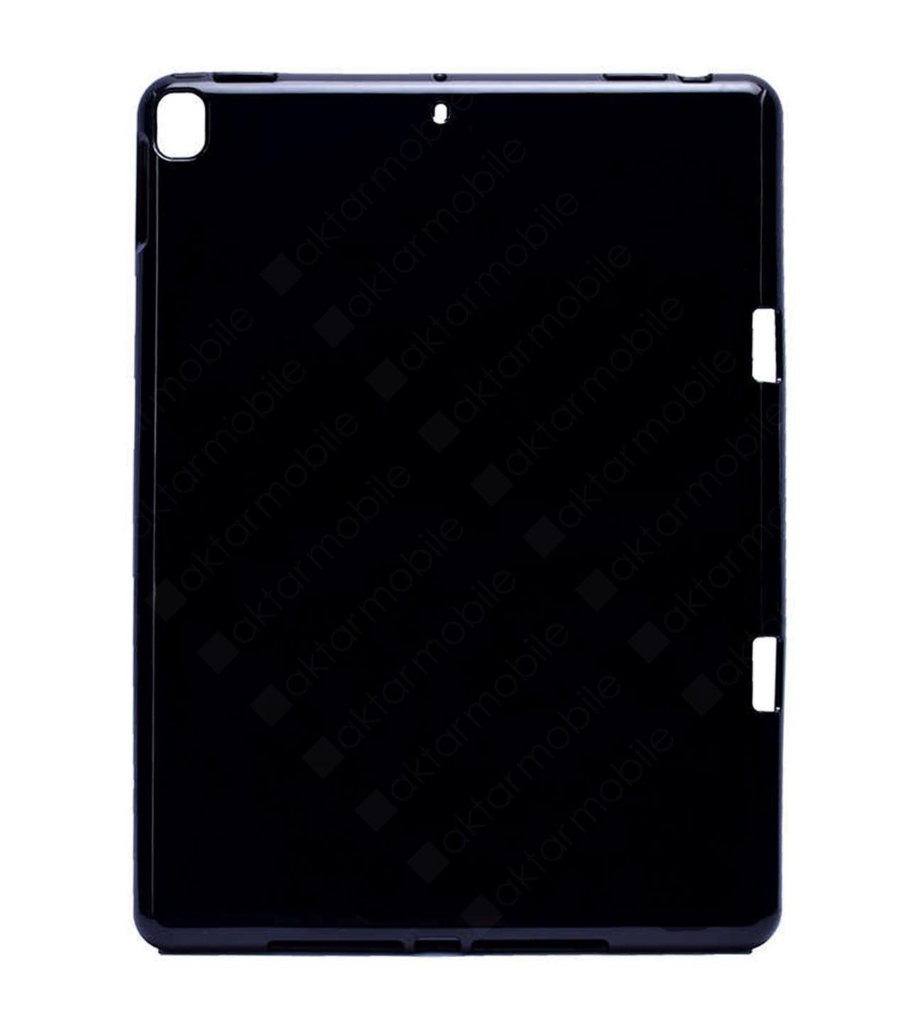 Apple iPad 9. Nesil 2021 10.2'' inc Kılıf Kalem Bölmeli Siyah Silikon Kılıf Esnek TPU Kapak