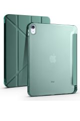 iPad 10. Nesil 2022 10.9'' Uyumlu Kılıf Kalem Bölmeli Standlı Akıllı Uyku Modlu Kapaklı Tablet Kılıfı Koyu Yeşil