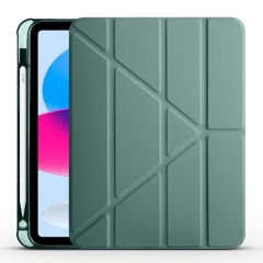 iPad 10. Nesil 2022 10.9'' Uyumlu Kılıf Kalem Bölmeli Standlı Akıllı Uyku Modlu Kapaklı Tablet Kılıfı Koyu Yeşil