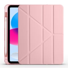 iPad 10. Nesil 2022 10.9'' Uyumlu Kılıf Kalem Bölmeli Standlı Akıllı Uyku Modlu Kapaklı Tablet Kılıfı Rose Gold