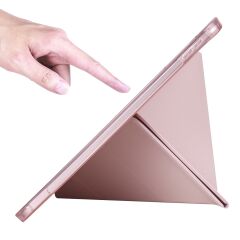 iPad 10. Nesil 2022 10.9'' Uyumlu Kılıf Kalem Bölmeli Standlı Akıllı Uyku Modlu Kapaklı Tablet Kılıfı Rose Gold