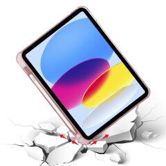 iPad 10. Nesil 2022 10.9'' Uyumlu Kılıf Kalem Bölmeli Standlı Akıllı Uyku Modlu Kapaklı Tablet Kılıfı Rose Gold