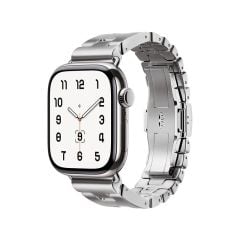 Apple Watch 10 46 mm uyumlu Paslanmaz Çelik Premium Kordon Grand H Model Kayış Kelebek Klips