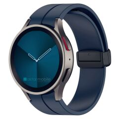 Samsung Galaxy Watch 6 40 / 44 mm Silikon Kordon Magnetik D Tokalı Spor Kayış Mıknatıslı Toka Lacivert