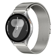 Galaxy Watch 3 45 mm Uyumlu Hasır Metal Örgü Kordon Kayış Ayarlanabilir Kilitli Mekanik Toka Gri