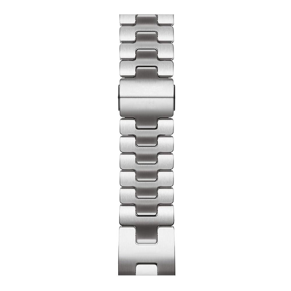 Apple Watch 10 46 mm uyumlu Paslanmaz Çelik Premium Kordon Grand H Model Kayış Kelebek Klips Gümüş