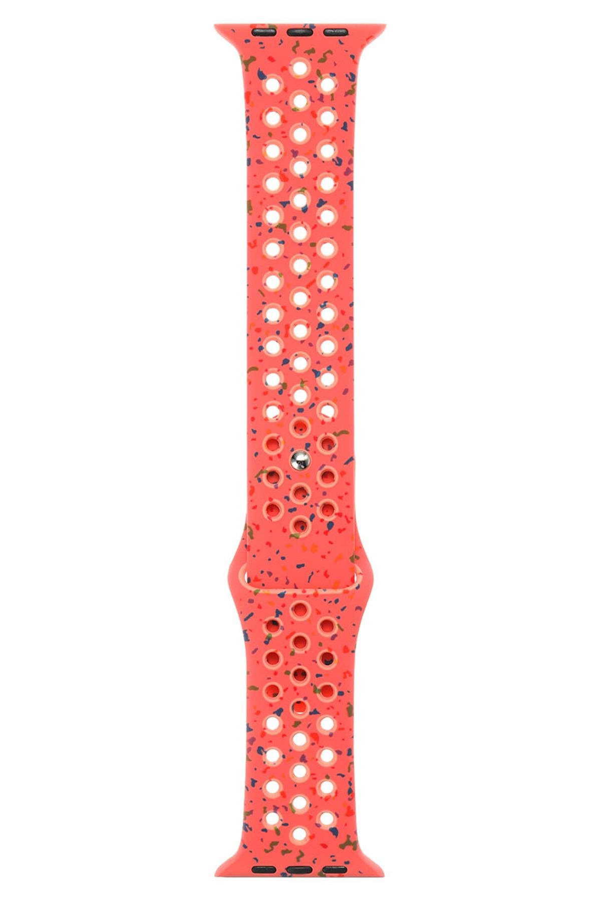 Apple Watch 10 46 mm uyumlu Spor Kordon Yeni Seri Delikli Silikon Kayış Pembe