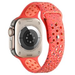 Apple Watch 10 46 mm uyumlu Spor Kordon Yeni Seri Delikli Silikon Kayış Pembe