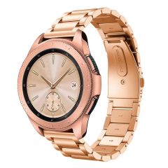 Samsung Galaxy Watch 4 Classic 42 / 46 mm Uyumlu Metal Kordon Premium Paslanmaz Çelik Kayış Baklalı Rose Gold