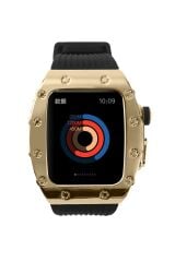 Apple Watch 8 45 mm uyumlu Modifikasyon Kiti Hublot Tasarım Paslanmaz Çelik Kasa & Silikon Kordon