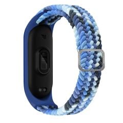 Xiaomi Mi Band 5 uyumlu Kordon Örgü Loop Kayış Metal Tokalı Bileklik Elastik Ayarlanabilir