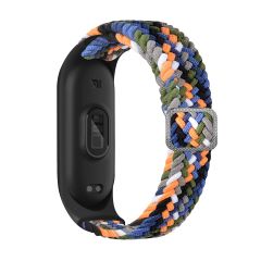Xiaomi Mi Band 5 uyumlu Kordon Örgü Loop Kayış Metal Tokalı Bileklik Elastik Ayarlanabilir