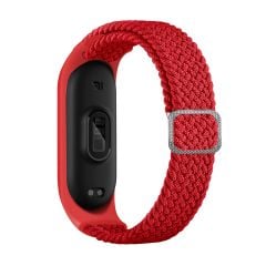 Xiaomi Mi Band 5 uyumlu Kordon Örgü Loop Kayış Metal Tokalı Bileklik Elastik Ayarlanabilir